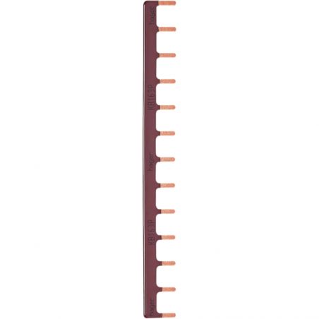 KB163P Hager - Peigne d'alimentation phase - 1P - Brun - 63A - 10mm² - 13 modules