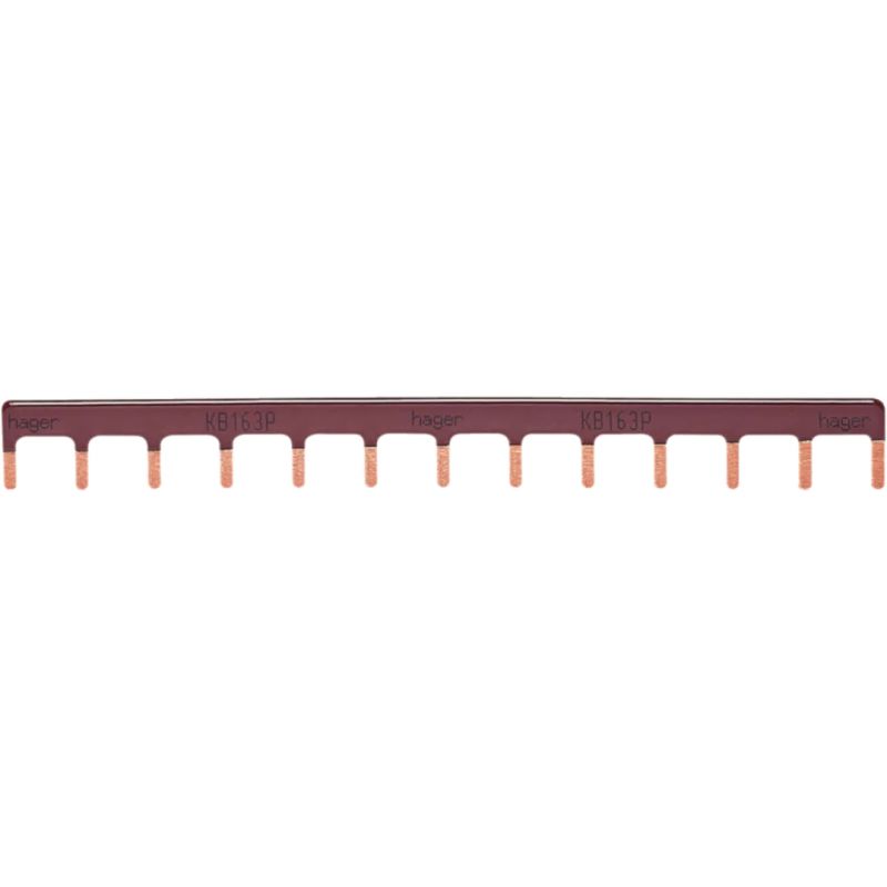 KB163P Hager - Peigne d'alimentation phase - 1P - Brun - 63A - 10mm² - 13 modules