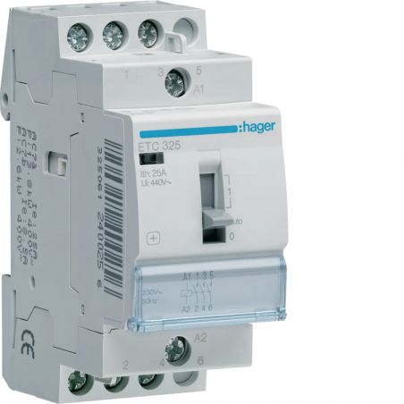 ETC325 Contacteur jour nuit triphasé Hager 3NO - 25A -230V - pour chauffe eau triphasé