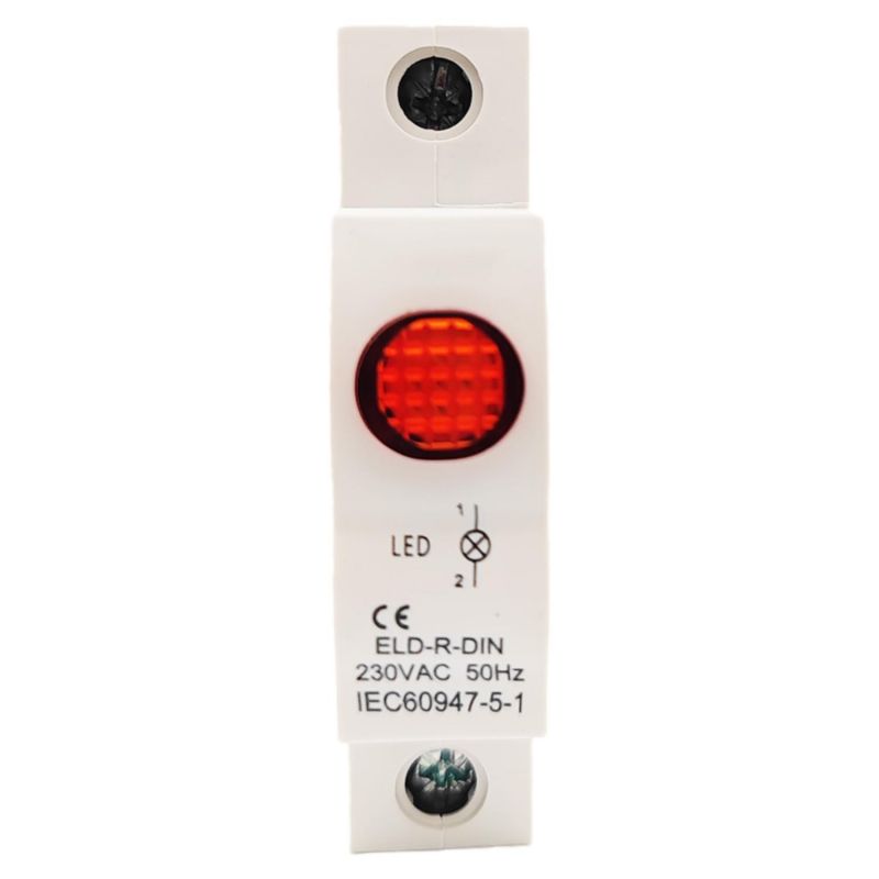 Voyant modulaire rouge LED pour tableau électrique - Tension 230Vac - Montage rail DIN (format disjoncteur)