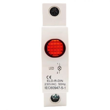 Voyant modulaire rouge LED pour tableau électrique - Tension 230Vac - Montage rail DIN (format disjoncteur)