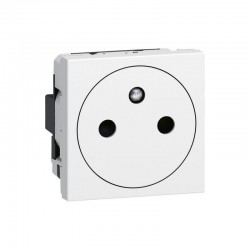 278111L Prise de courant 2P+T affleurante - Blanc - 45x45 clippage direct sur goulotte - Legrand Mosaic
