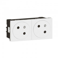 278164L Double prise de courant 2P+T affleurante - Blanc - 45x45 clippage direct goulotte - Legrand Mosaic
