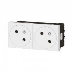 278164L Double prise de courant 2P+T affleurante - Blanc - 45x45 clippage direct goulotte - Legrand Mosaic