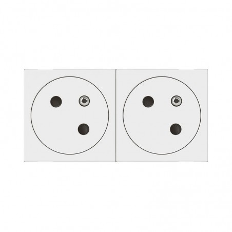 278164L Double prise de courant 2P+T affleurante - Blanc - 45x45 clippage direct goulotte - Legrand Mosaic