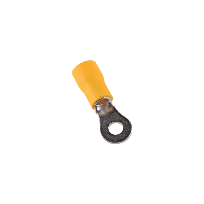TOL-6-10 Sachet de 100 cosses rondes isolées  jaunes pour fil 4 à 6mm² - Trou M10 - Ø 10.5mm - ARVI