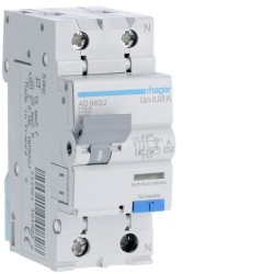 AD982J Disjoncteur différentiel Hager 1P+N 32A 30mA 6kA Type A - Neutre à droite - auxiliarisable