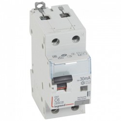 410999 Disjoncteur différentiel 6A - 30mA - Type AC - 1P+N - 2 Modules - neutre à droite - Auxiliarisable - Legrand