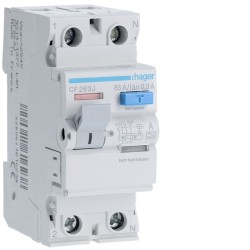 CF263J Hager - Interrupteur différentiel 2P 63A 300mA - Type A - Auxiliarisable - Entrée haute / Sortie Basse