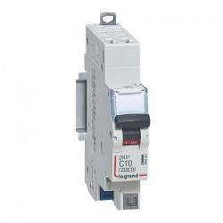 406782 Disjoncteur phase neutre 1P+N 10A Courbe C - 4.5/6kA - Bornes AUTO - 1 module - Legrand DNX3