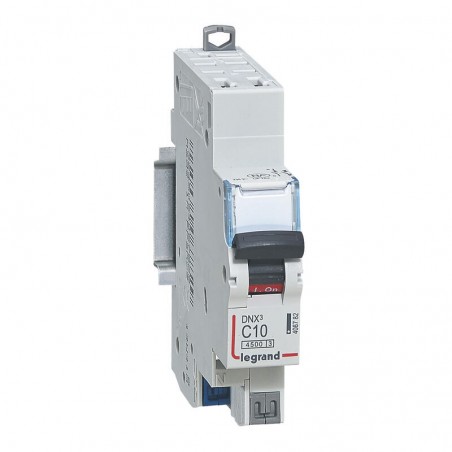 406782 Disjoncteur phase neutre 1P+N 10A Courbe C - 4.5/6kA - Bornes AUTO - 1 module - Legrand DNX3