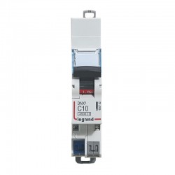 406782 Disjoncteur phase neutre 1P+N 10A Courbe C - 4.5/6kA - Bornes AUTO - 1 module - Legrand DNX3