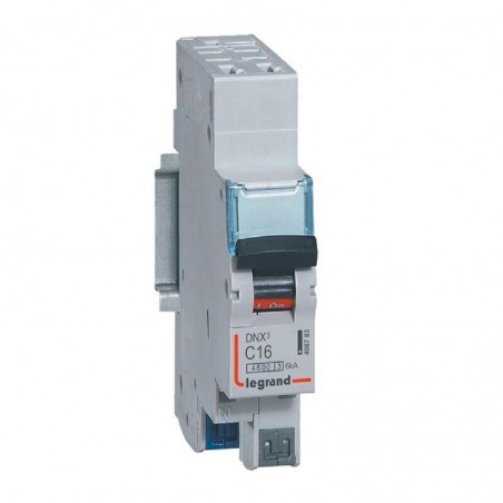 406783 Disjoncteur phase neutre 1P+N 16A Courbe C - 4.5/6kA - Bornes AUTO - 1 module - Legrand DNX3