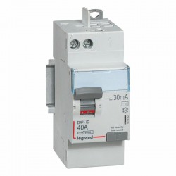 411632 Interrupteur différentiel DX3 2P 40A type AC 30mA arrivée haute + départ haut - 2 modules - Legrand