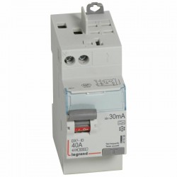 411638 Interrupteur différentiel DX3 2P 40A type A 30mA arrivée haute + départ haut - 2 modules - Legrand