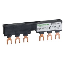 GV2G254 Peigne tripolaire pour disjoncteur moteur - 63A - 2 dérivations - pas 54 mm - Schneider TeSys GV