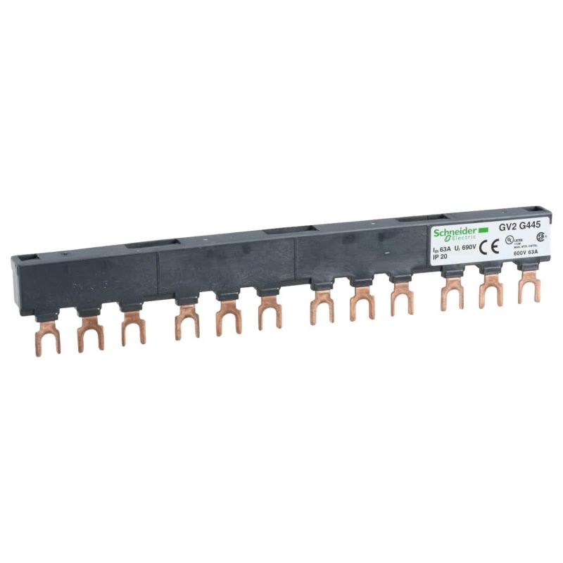 GV2G445 Peigne tripolaire pour disjoncteur moteur - 63A - 4 dérivations - pas 45 mm - Schneider TeSys GV