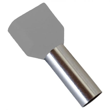 Embouts de câblage DOUBLE pour fil souple section 0,75mm² - Gris - Collerette isolante - Sachet de 100 pièces