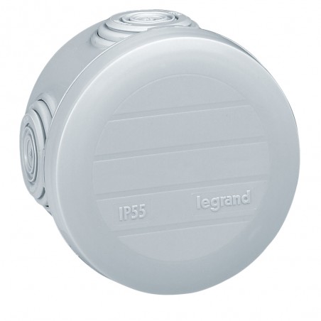 092001 Boîte de dérivation ronde Plexo Ø60mm hauteur 40mm - 4 entrées - gris RAL 7035 Legrand