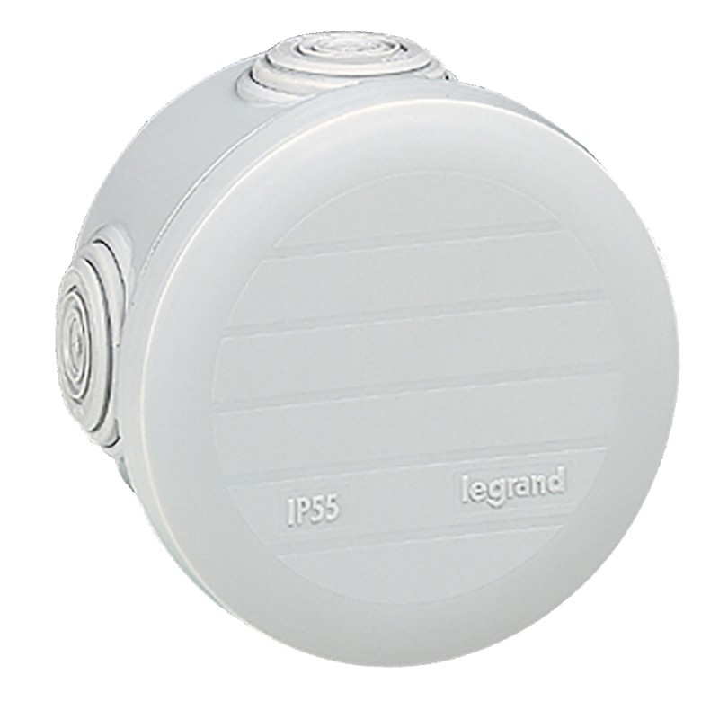 092002 Boîte de dérivation ronde Plexo Ø70mm hauteur 45mm - 4 entrées - gris RAL 7035 Legrand