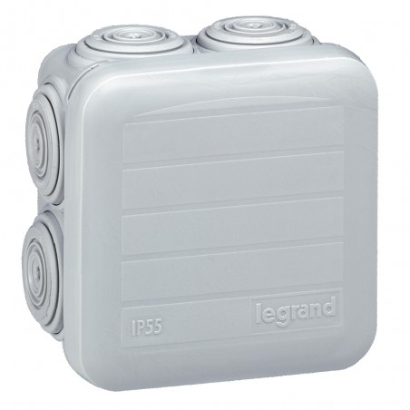 092005 Boîte de dérivation carrée Plexo dimensions 65x65x40mm - 7 entrées - gris RAL 7035 - Legrand