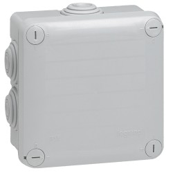 092022 Boîte de dérivation carrée Plexo dimensions 105x105x55mm - 7 entrées - gris RAL 7035