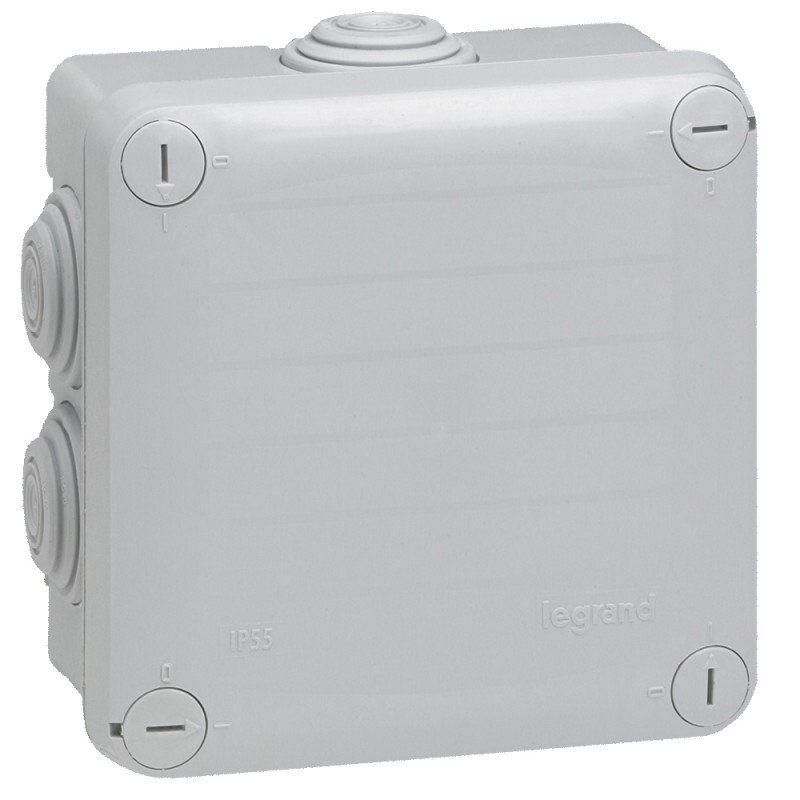 092022 Boîte de dérivation carrée Plexo dimensions 105x105x55mm - 7 entrées - gris RAL 7035