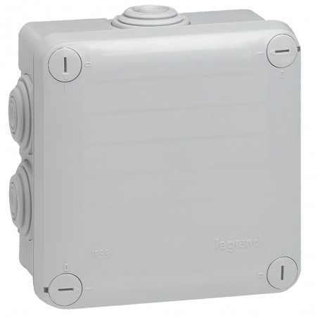 092022 Boîte de dérivation carrée Plexo dimensions 105x105x55mm - 7 entrées - gris RAL 7035