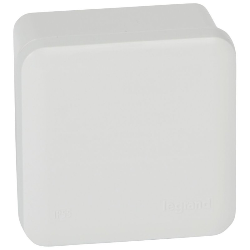 092011 Boîte de dérivation carrée faces lisses pour presse-étoupe dimensions 80x80x45mm - gris RAL 7035 - Legrand