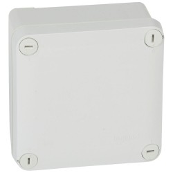 092020 Boîte de dérivation carrée faces lisses pour presse-étoupe - dimensions 105x105x55mm  - gris RAL 7035 - Legrand