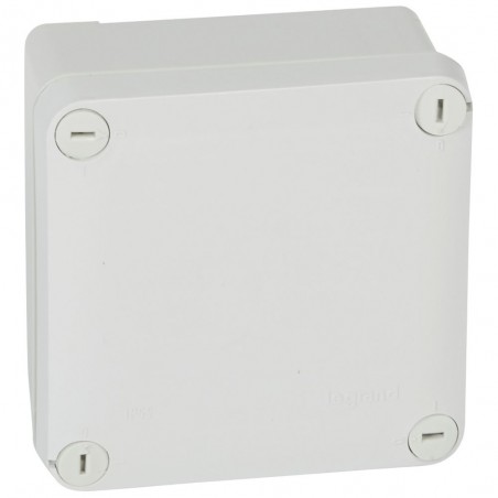 092020 Boîte de dérivation carrée faces lisses pour presse-étoupe - dimensions 105x105x55mm  - gris RAL 7035 - Legrand
