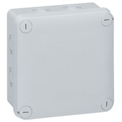 092024 Boîte de dérivation carrée Plexo dimensions 105x105x55mm - 7 entrées pour presse-étoupe  - gris RAL 7035 - Legrand