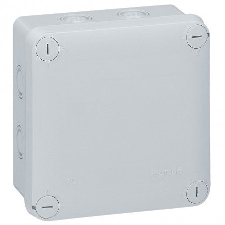 092024 Boîte de dérivation carrée Plexo dimensions 105x105x55mm - 7 entrées pour presse-étoupe  - gris RAL 7035 - Legrand
