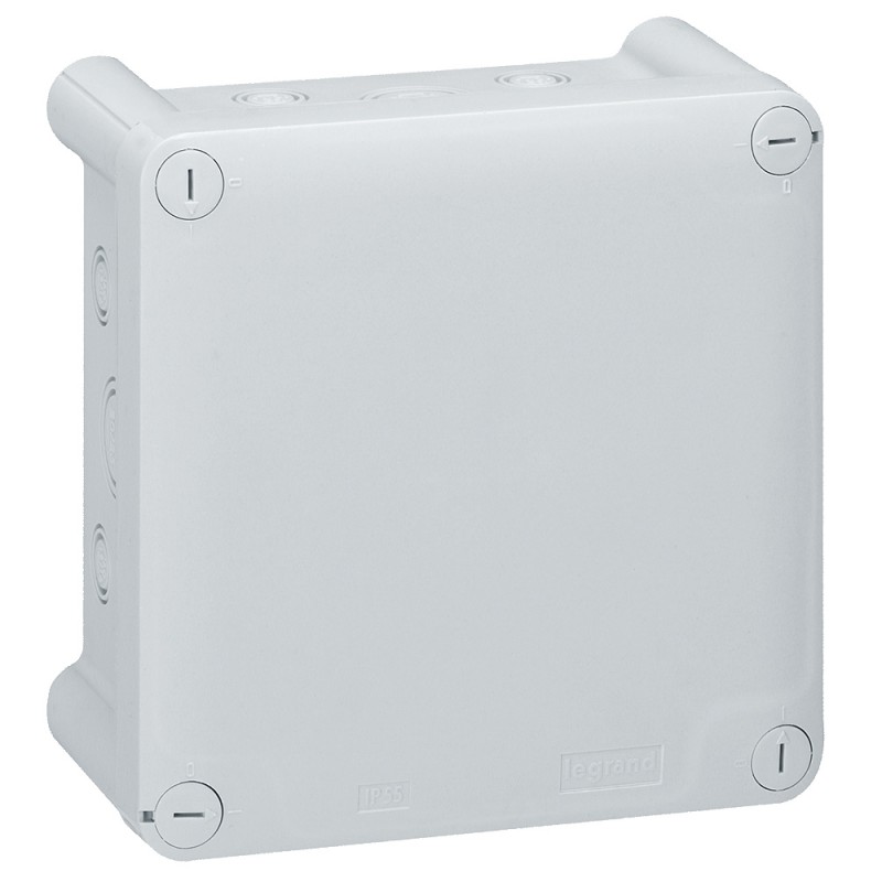 092034 Boîte de dérivation carrée Plexo dimensions 130x130x74mm - 20 entrées pour presse-étoupe - gris RAL 7035 - Legrand