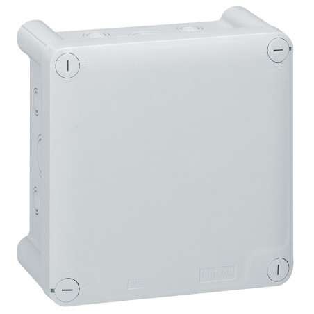 092034 Boîte de dérivation carrée Plexo dimensions 130x130x74mm - 20 entrées pour presse-étoupe - gris RAL 7035 - Legrand