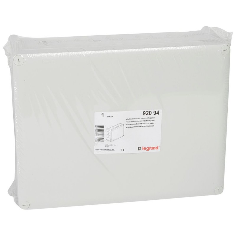 092094 Boîte de dérivation rectangulaire Plexo dimensions 360x270x124mm - 36 entrées pour presse-étoupe  - gris RAL 7035
