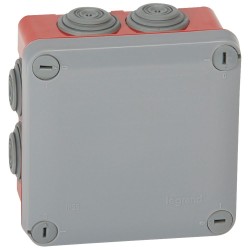 092025 Boîte de dérivation carrée Plexo dimensions 105x105x55mm ROUGE pour ERP - 7 entrées - Legrand