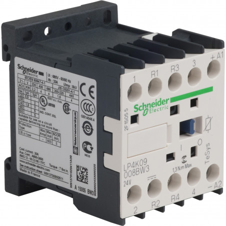 LP4K09008BW3 Schneider - Contacteur inverseur tétrapolaire - 2NO+2NF - 20A - Bobine 24Vcc - Vis
