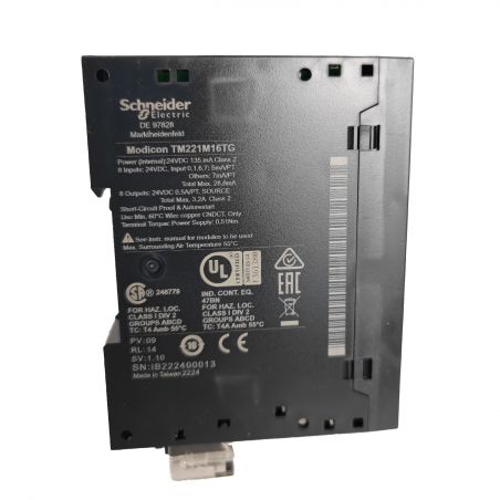 TM221M16TG Schneider - Automate Modicon M221 Book - Contrôleur 16 entrées/sorties - 24Vcc - PNP, 2 ports série, 24Vcc