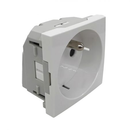45476SBR Prise 2P+T - Blanc - 45x45 clippage direct sur goulotte appareillable - Efapel