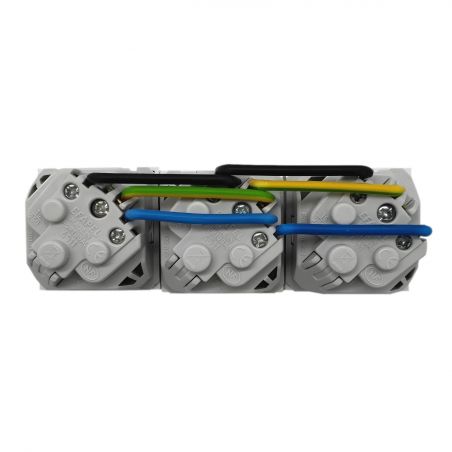 45197SBR Triple prise 2P+T pré-cablée - 45x45 clippage direct sur goulotte appareillable - Efapel