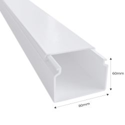 13060CBR Efapel - Goulotte électrique blanche (LxH) 80x60mm - Longueur 2 mètres - pour montage en saillie