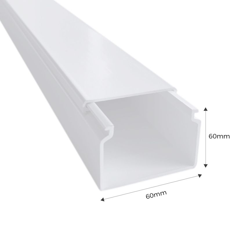 13040CBR Efapel - Goulotte électrique blanche (LxH) 60x60mm - Longueur 2 mètres - pour montage en saillie