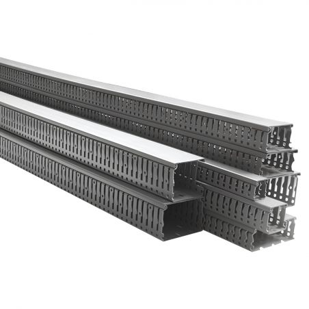 14140CCZ Goulotte de câblage PVC avec couvercle LxH 80X80mm GRISE - Vendu par carton de 16m - Prix au mètre