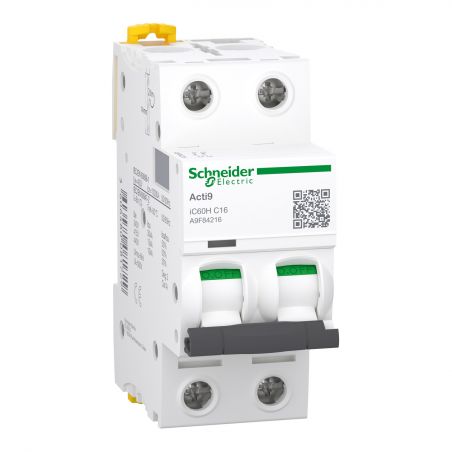 A9F84216 Schneider iC60H disjoncteur bipolaire Schneider 16A - 2P - courbe C - 15kA - Bornes à vis