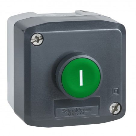 XALD102 Schneider - Boitier avec bouton poussoir vert - Ø22mm contact 1NO marquage I - Harmony XALD