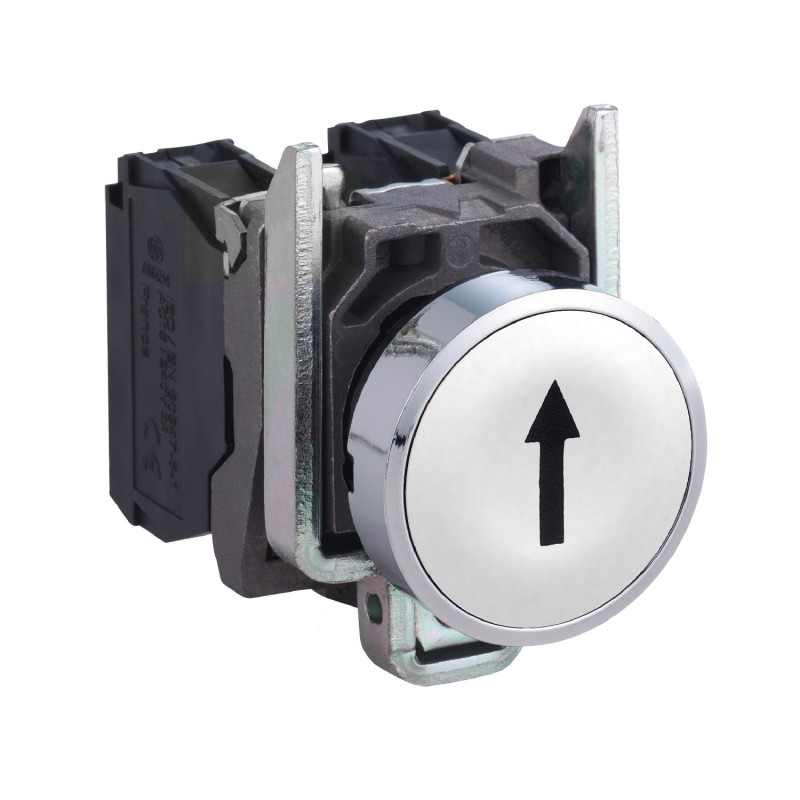 XB4BA3341 Schneider - bouton poussoir à impulsion - Ø22 - blanc - marqué - 1NO - à vis - Harmony XB4