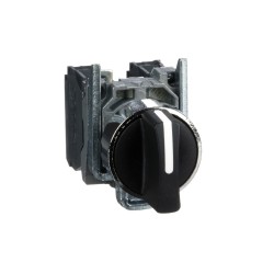 XB4BD53 Schneider bouton tournant manette Ø22 - 3 positions à rappel - noir - 2NO - vis Harmony XB4