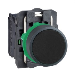 XB5AA21 Schneider - bouton poussoir affleurant complet composable - Ø22 - Noir - 1NO - Harmony XB5
