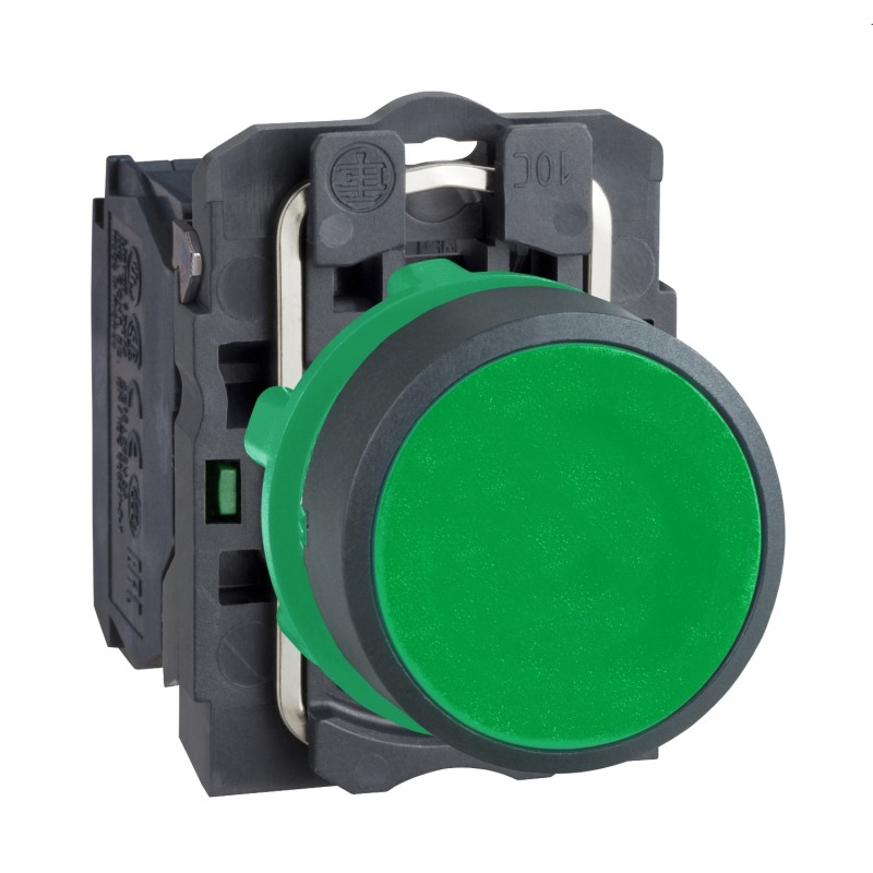 XB5AA31 Schneider - bouton poussoir affleurant complet composable - Ø22 - Vert - 1NO - Harmony XB5